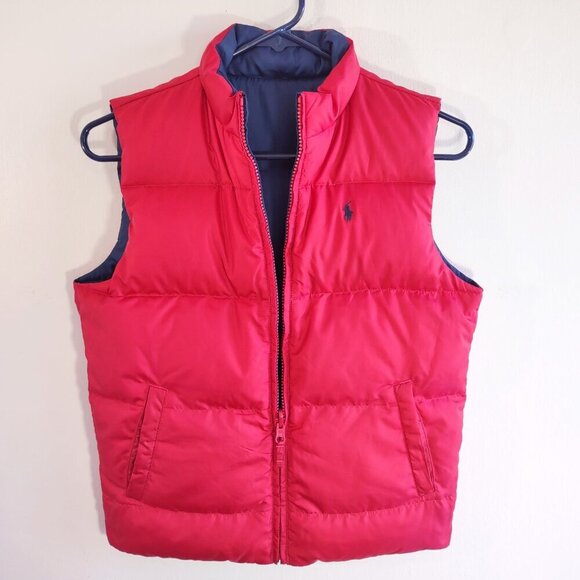 Polo Ralph Lauren Down Puffer Vest Logo Pony Reversible Red/Blue Youth Size 7 - Picture 5 of 10